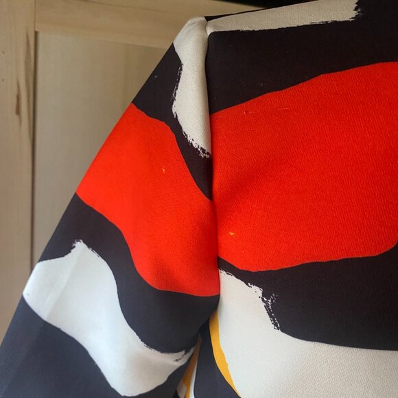 H&M Bold Abstract Color Block 3/4 Sleeve Tunic Shift Dress 6 Scuba orange black - Picture 14 of 14